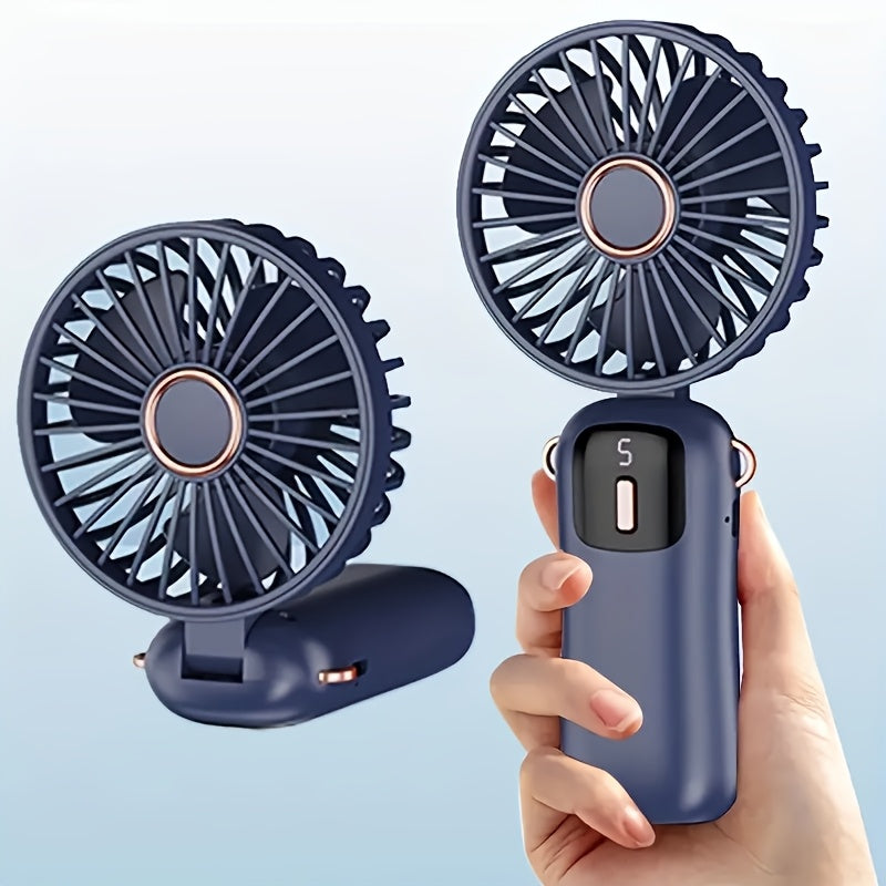 Rechargeable USB Handheld Fan with Foldable Neck, Quiet Operation, High-Velocity Cooling