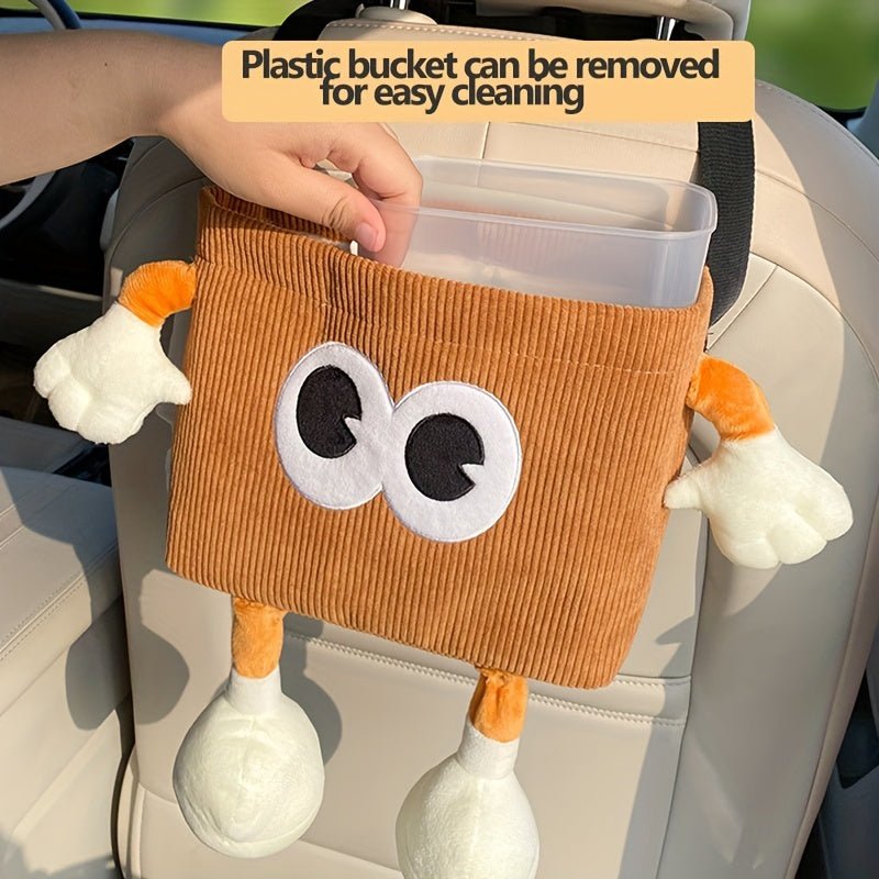 Car Interior Organizer 2-in-1 Trash Can and Tissue Box Polyester Space Saver