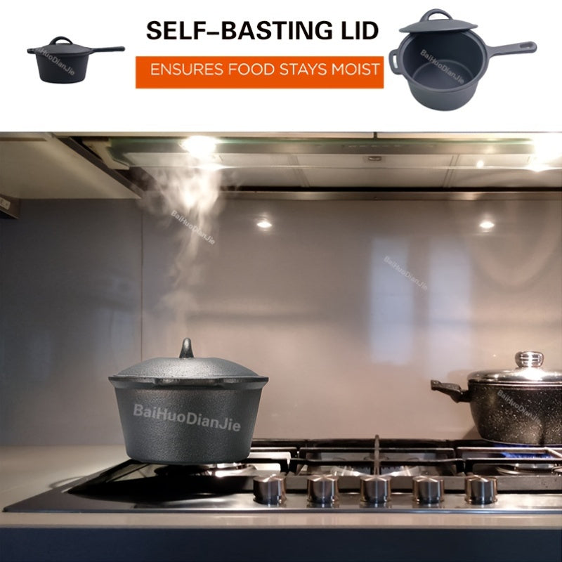 Enameled Cast Iron Cookware Set Non-Stick Saucepan Deep Skillet Induction Gas