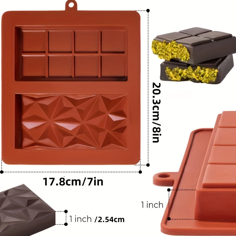 Silicone Chocolate Bar Mold 2.54cm Deep Non-Toxic for Candy and Holiday Baking