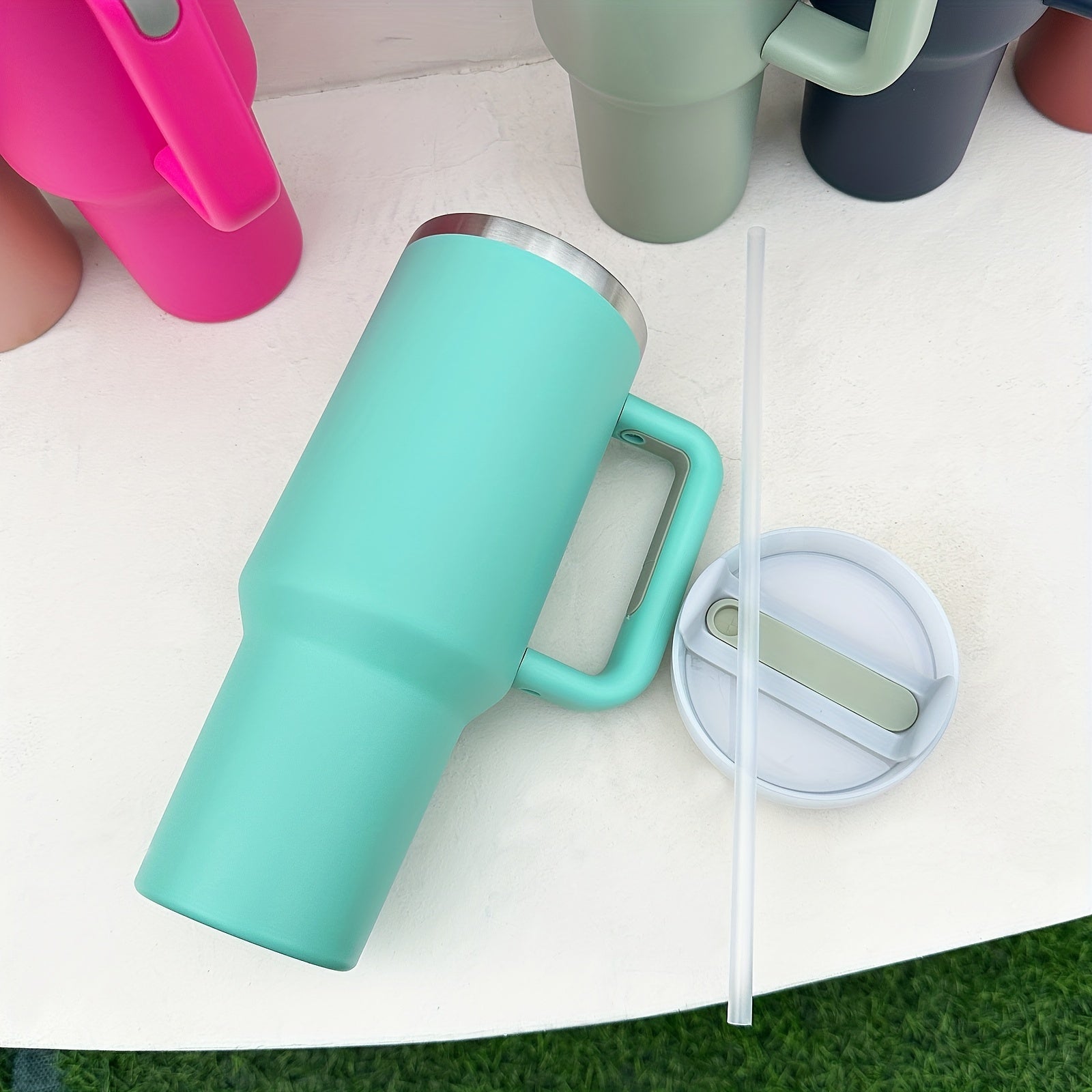 40oz Stainless Steel Double Wall Tumbler with Lid Handle Heavy Duty Water Bottle