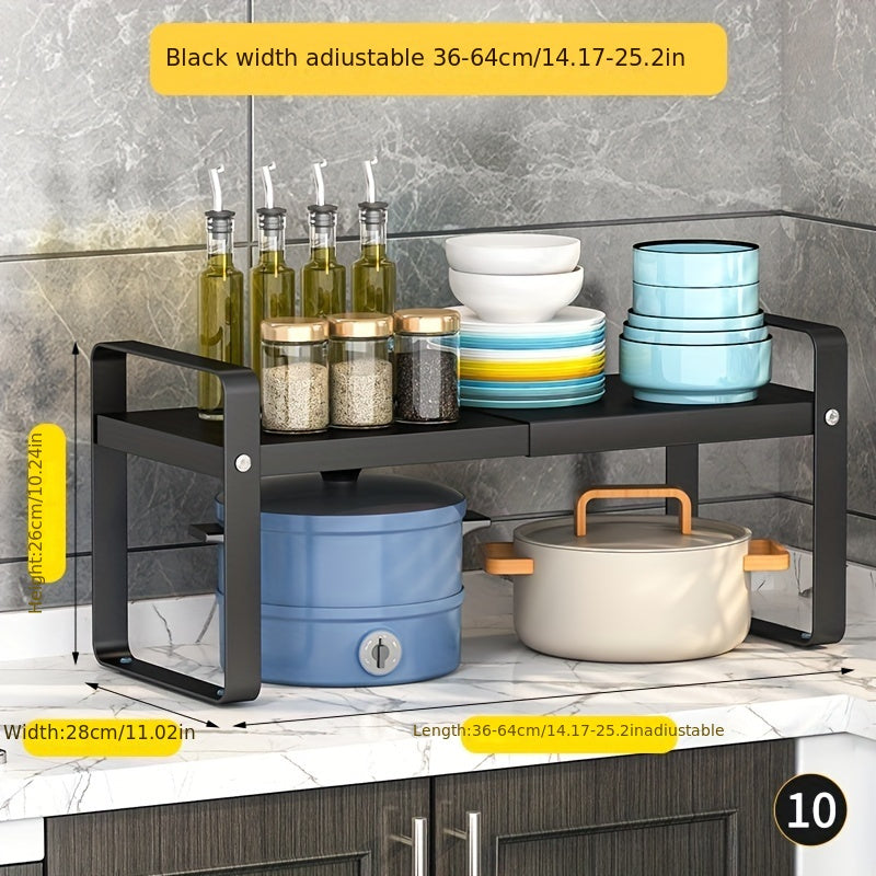 Conjunto de estantes de almacenamiento de cocina de metal con estantes ajustables para uso en encimera o armario