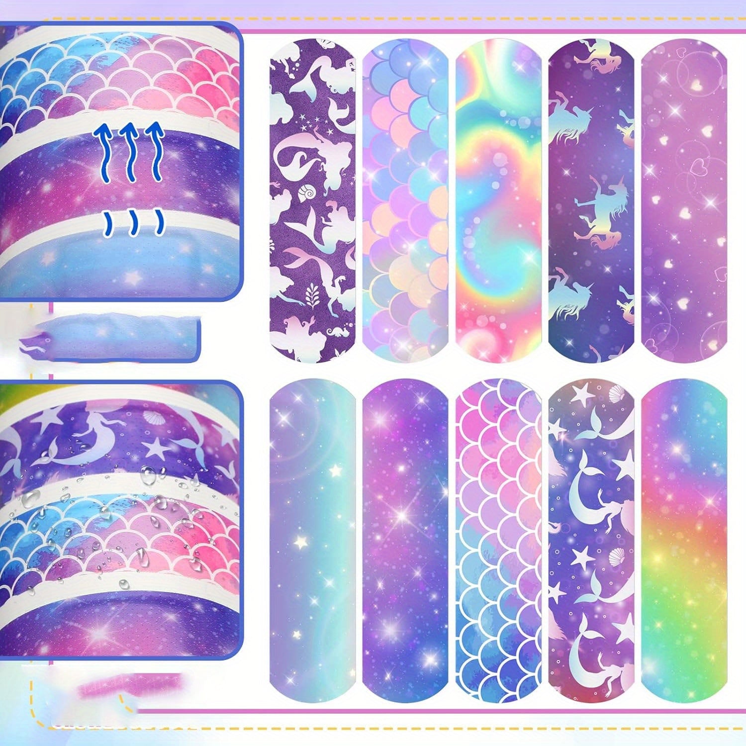 Kids Colorful Mermaid Cartoon Bandages for Fingers and Knuckles