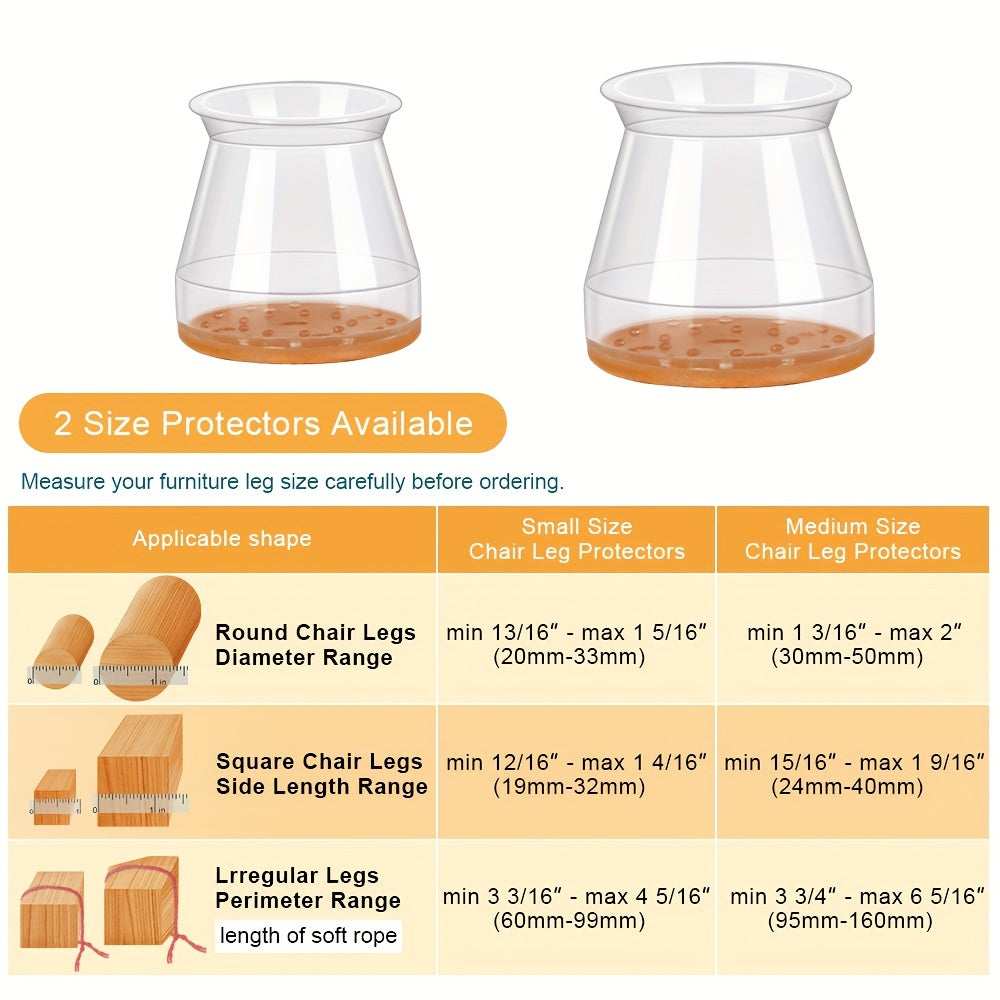 24 Pcs Silicone Chair Leg Caps with Felt for Large Round Legs Floor Protectors