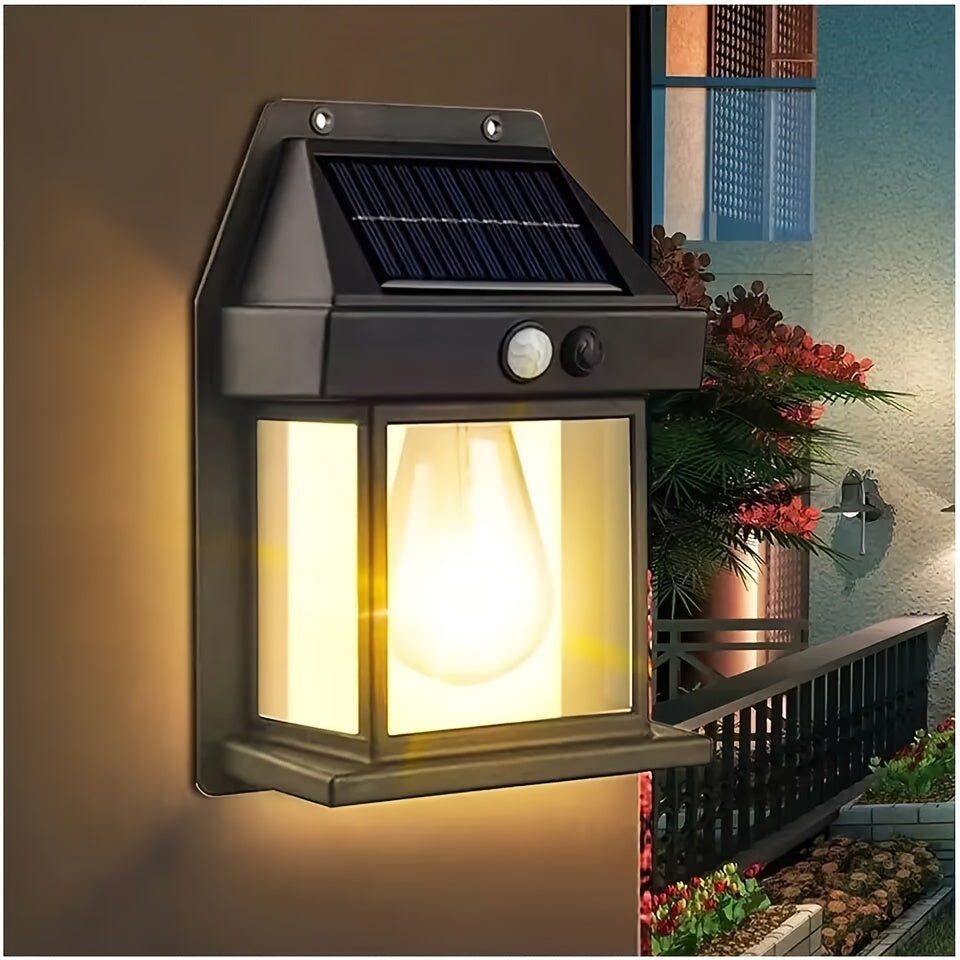 Solar Wall Lamp with Motion Sensor and 3 Lighting Modes for Outdoor Patio Garage Yard
