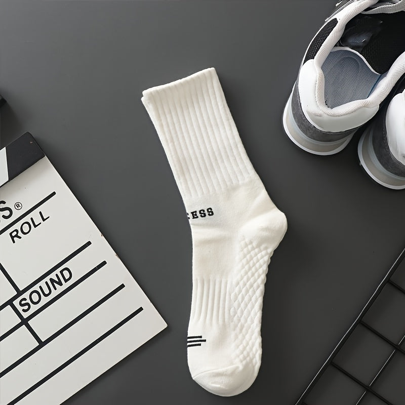 6-Pack Athletic Crew Socks Non-Slip Grip Moisture-Wicking Polyester Elastane for Basketball Running Hiking Cycling