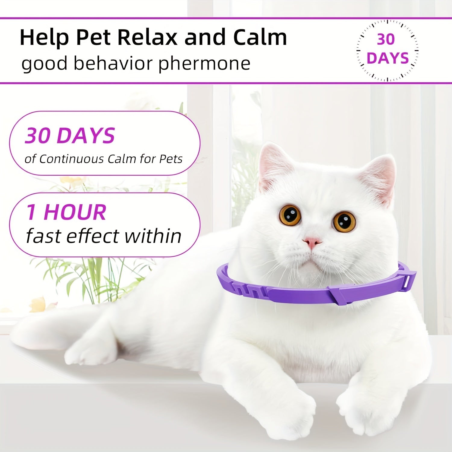 4-Pack Cat Calming Pheromone Collars Adjustable for Small to Large Cats