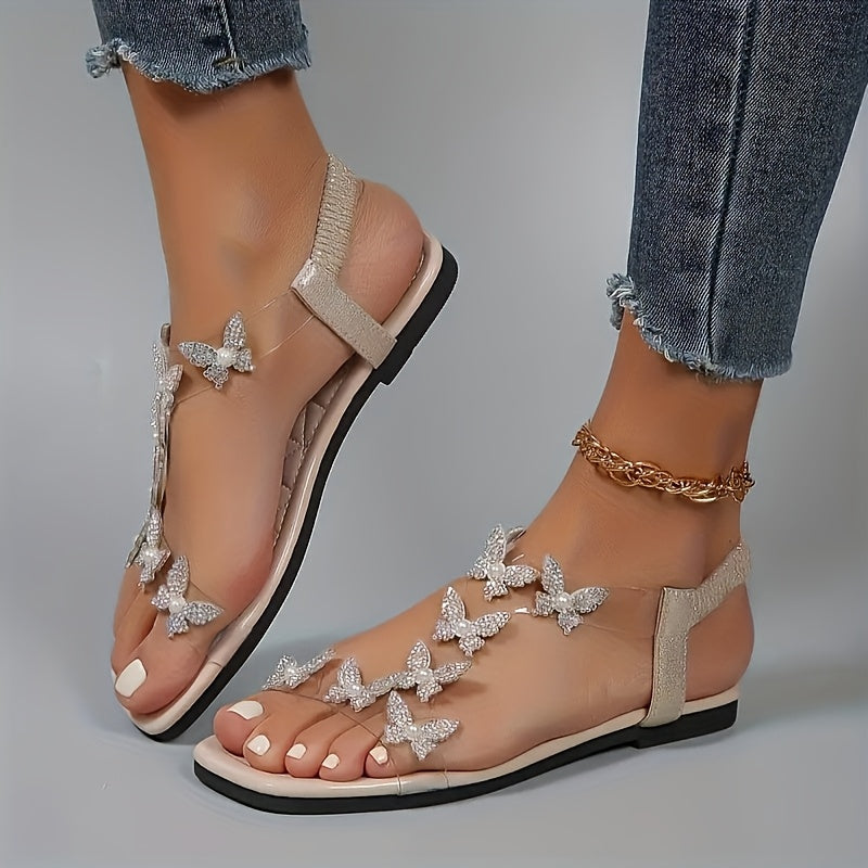 Women's Leather Flat Sandals Open-Toe Summer Beach Shoes