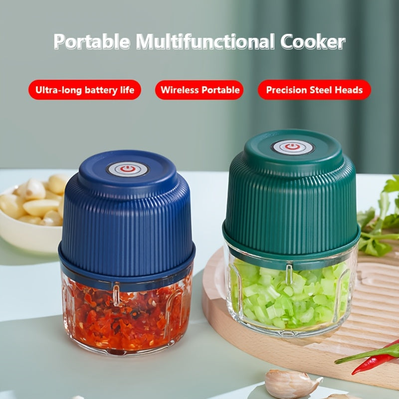 Picadora eléctrica de ajo, picadora de carne de 8.8 oz, recargable por USB, machacador de cocina