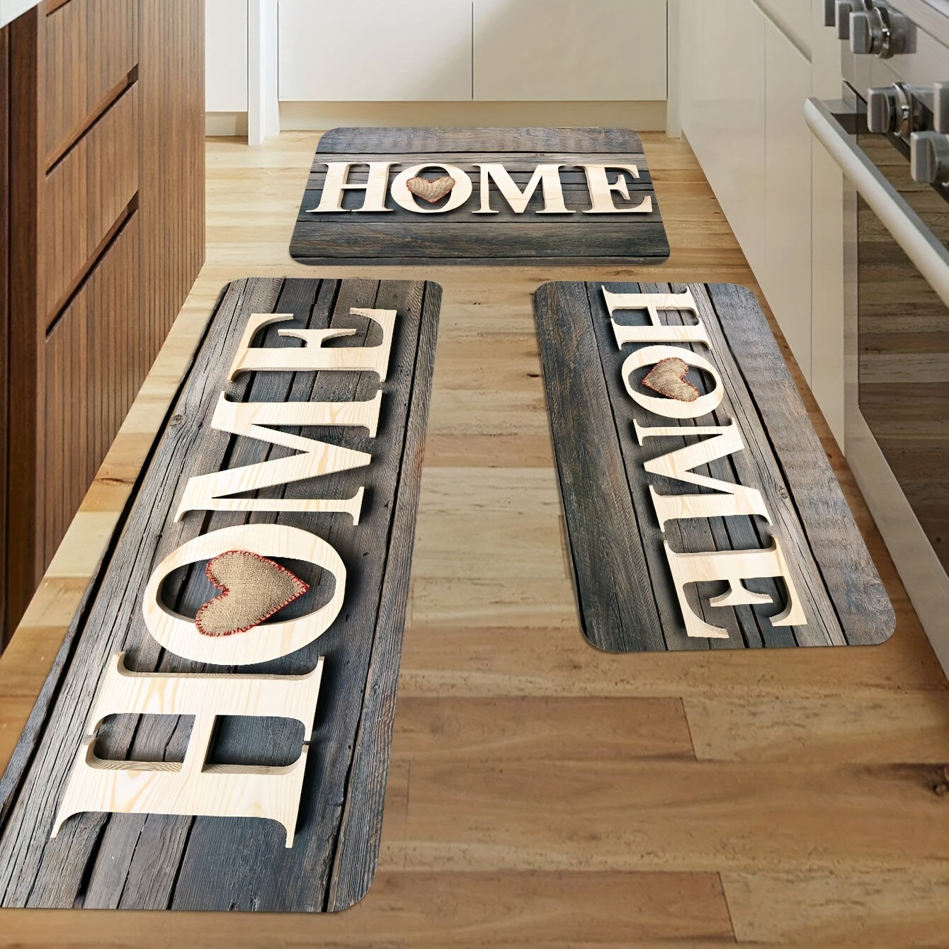 Набор кухонных ковриков Водонепроницаемый Нескользящий Винтажный С мягкой подкладкой Антиусталость Фермерский стиль
