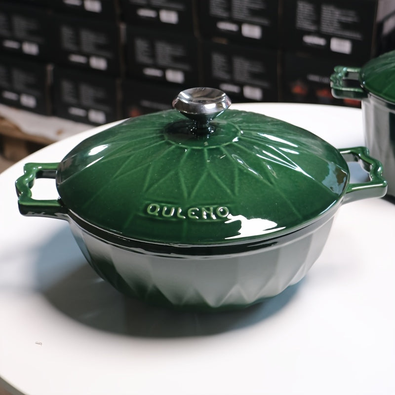 Enamel-Coated Cast Iron Stew Pan with Cover for Rice Soup and Dishes