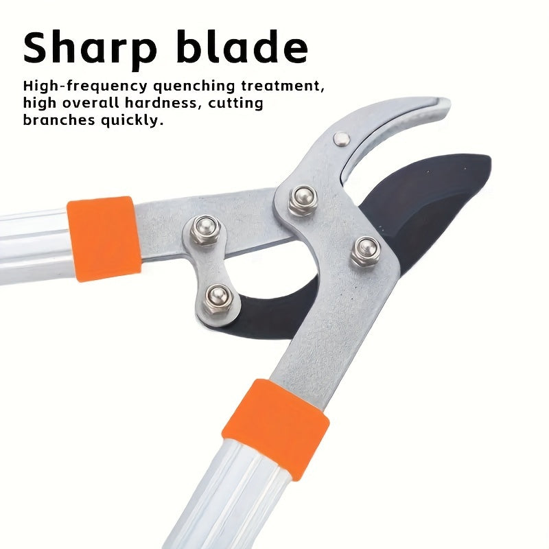 Heavy-Duty Garden Pruning Shears with Long Alloy Steel Blade and Orange Handles