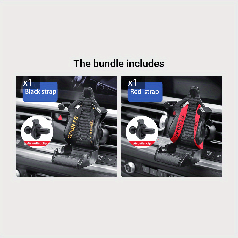 Soporte universal para teléfono en la rejilla de ventilación del coche, soporte para GPS, estilo asiento de carreras