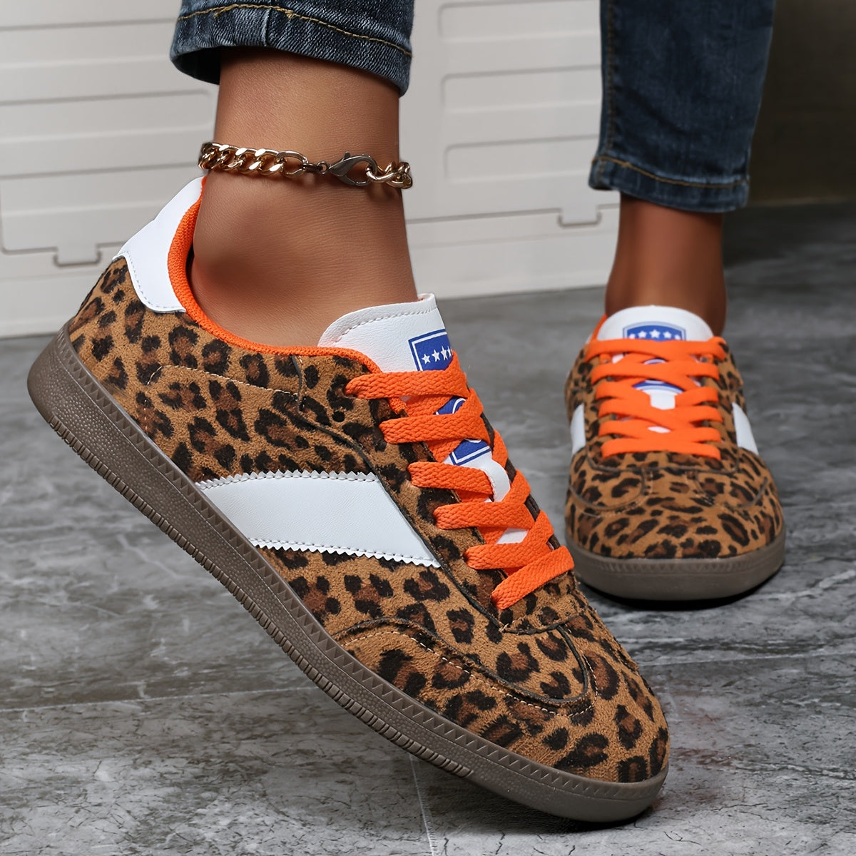 Women's Leopard Print Canvas High Top Sneakers with Rubber Sole