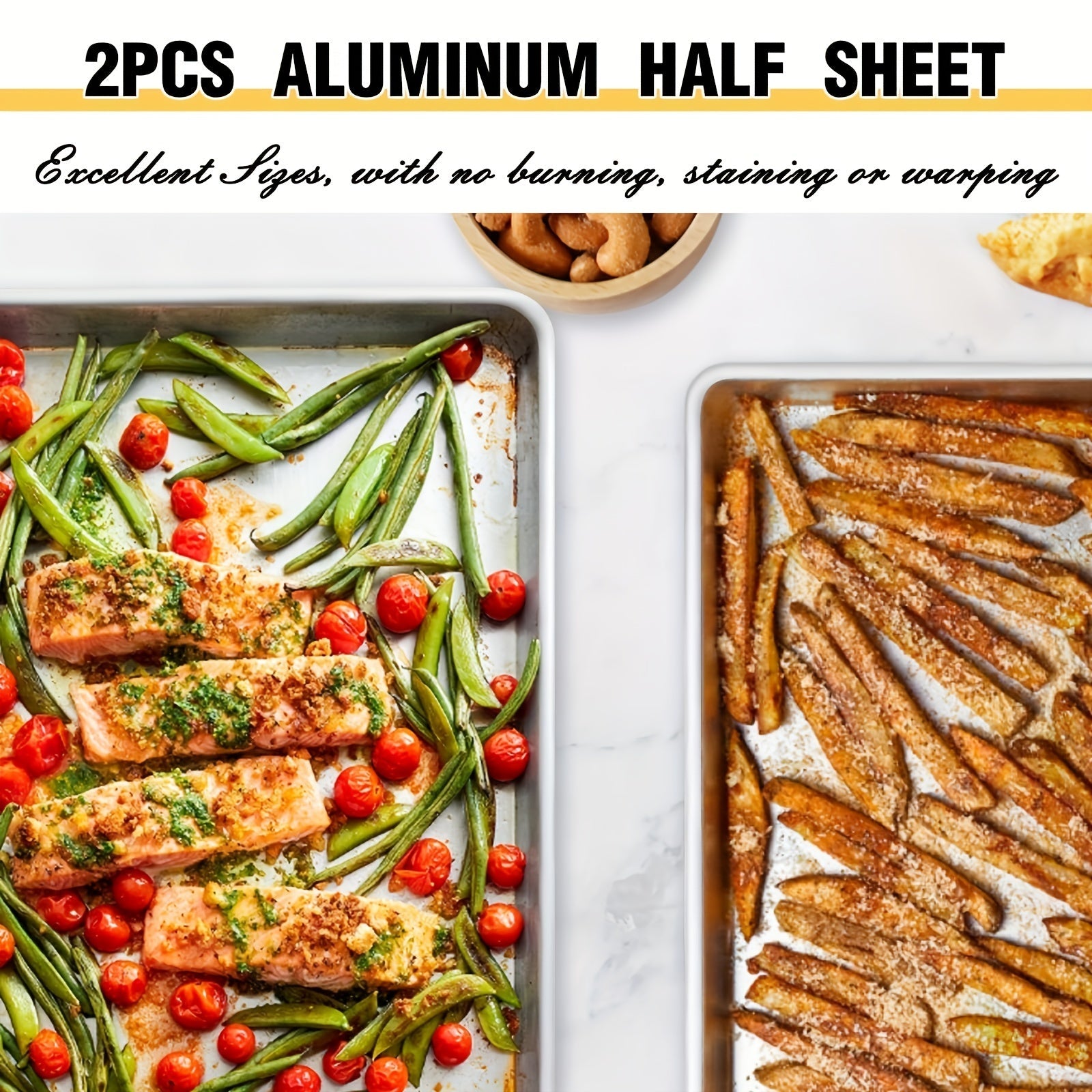 Two-Pack Natural Aluminum Baking Trays Non-Stick 45.72x33.04cm