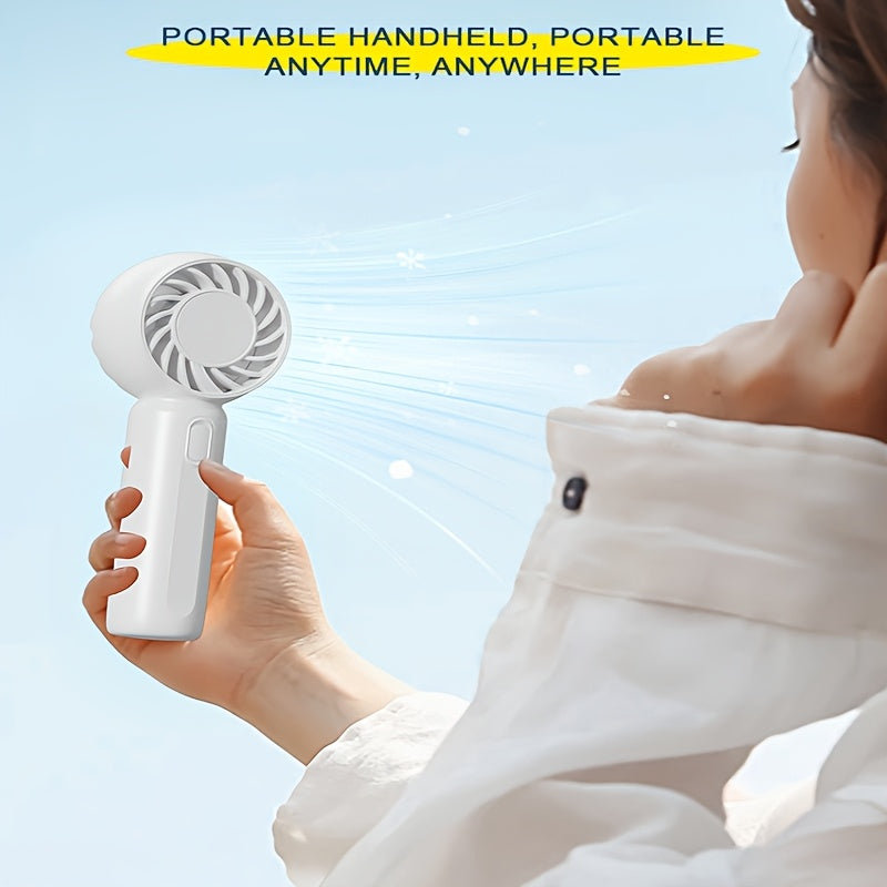 Portable USB Fan with 3 Speeds Lightweight Battery-Powered for Travel Office Outdoor in Pink Green White