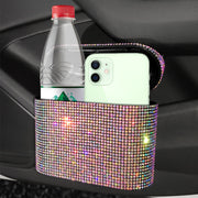 Cubo de basura para coche con pedrería, organizador colgante para almacenamiento en el asiento trasero