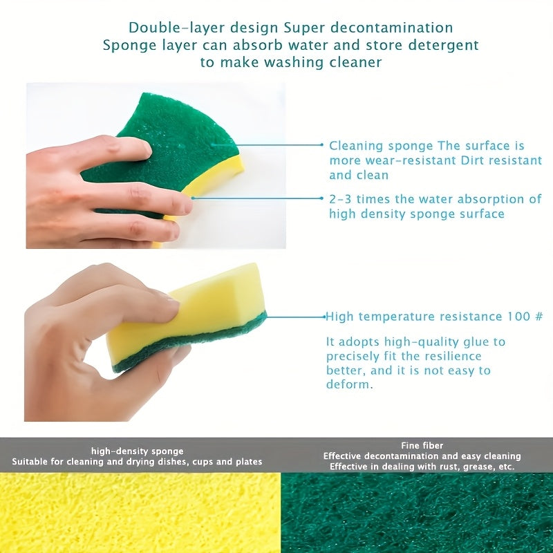 Dual-Sided Cleaning Sponge Non-Scratch Absorbent Kitchen Scrubber