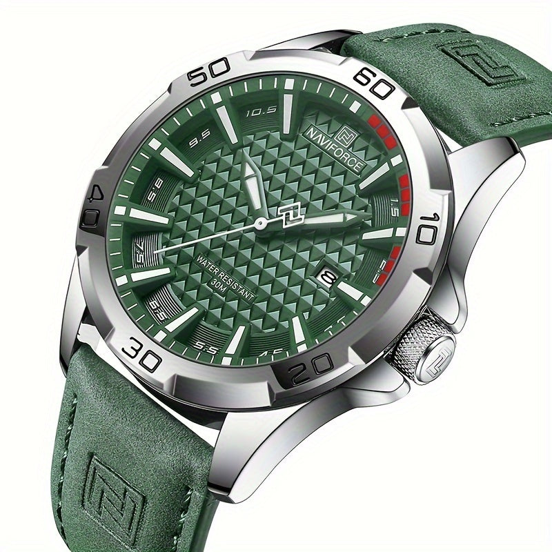 Men's Quartz Sports Watch with Faux Leather Strap and Round Zinc Alloy Case