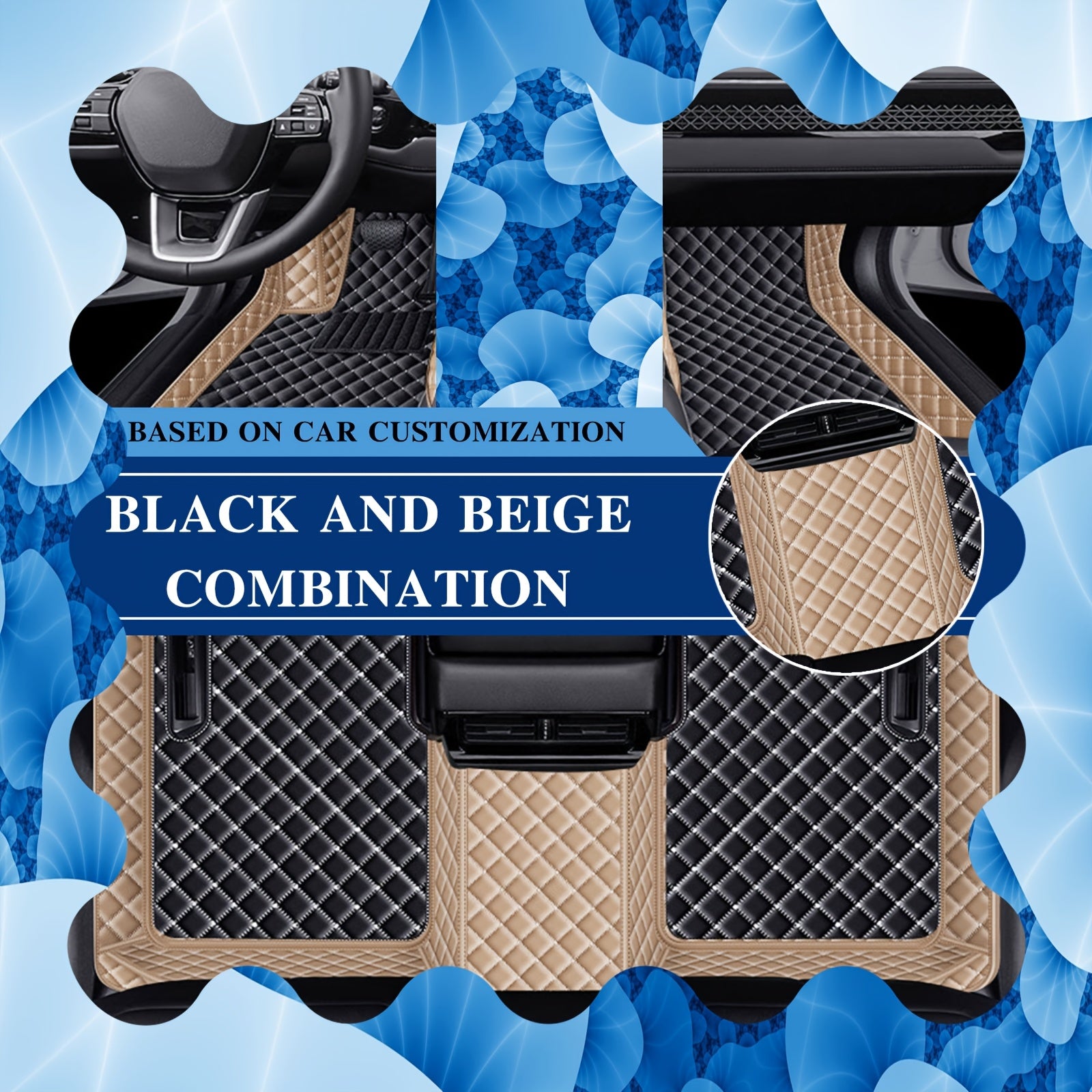 Full-Coverage Waterproof PU Leather Car Floor Mat for EV Sedan Durable Dustproof