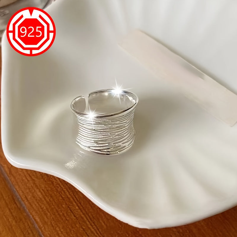 Серебряное кольцо с широкой геометрической вставкой из 18K золота, регулируемое, гипоаллергенное для женщин