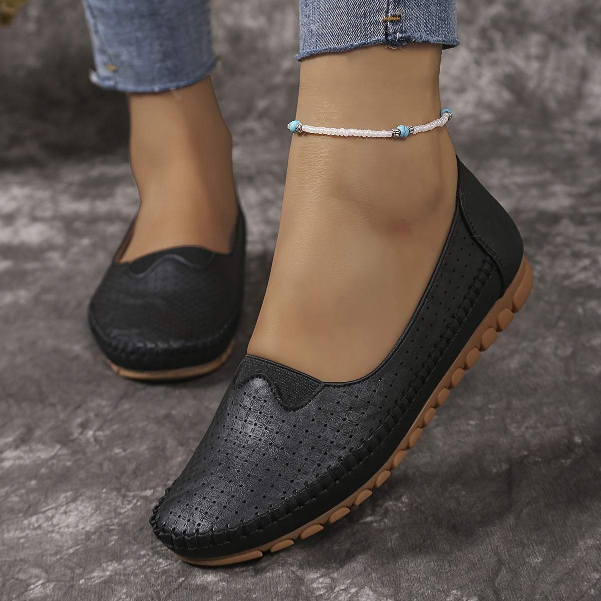 Women's Slip-On Flats Synthetic Faux Leather Comfortable All-Season Round Toe