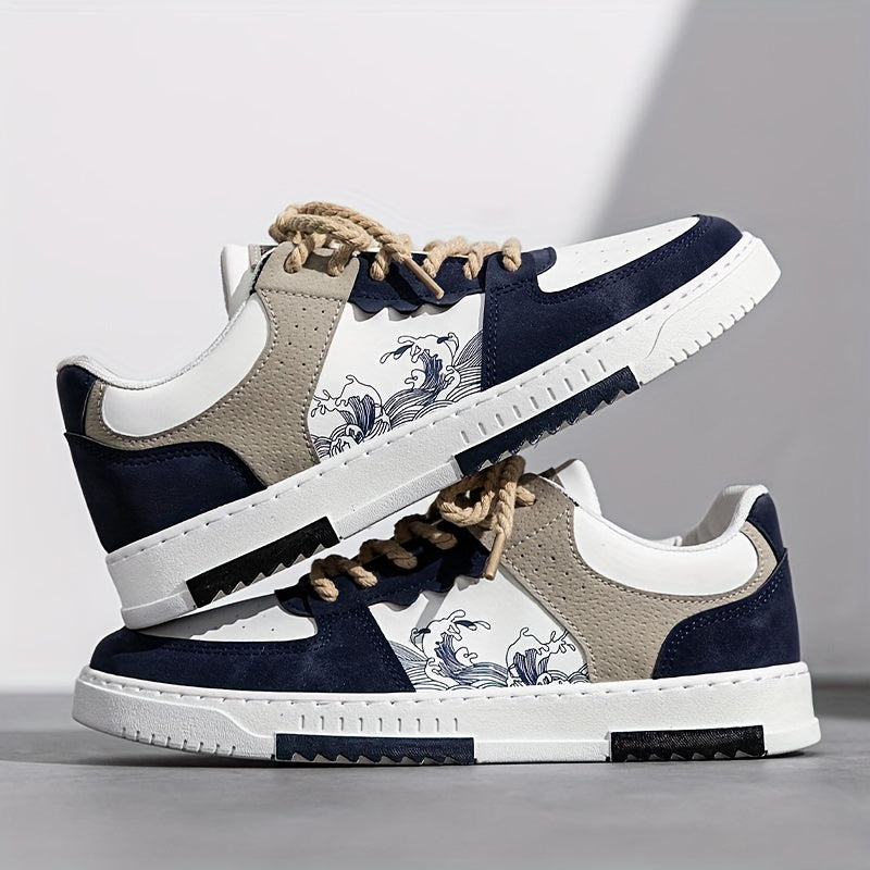 Zapatillas casuales retro para hombre, de caña baja, de PU y tela, slip-on, para deportes al aire libre