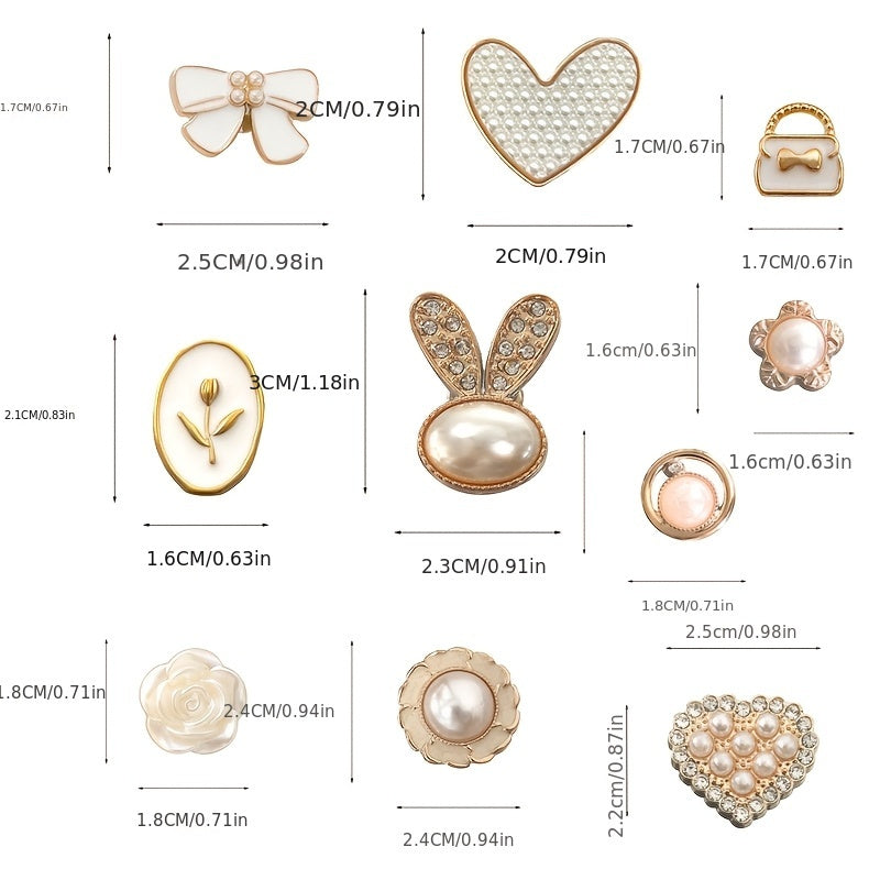 Women Girls Shoe Charm Set with Pearls Rhinestones Detachable Butterfly Flowers