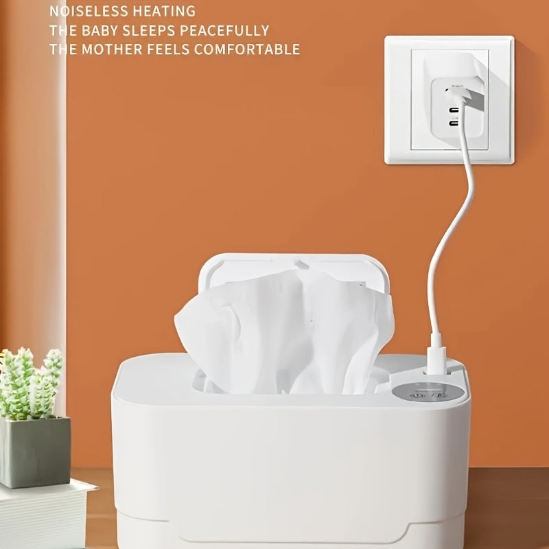 Portable USB Wet Wipe Warmer with Large Capacity Tissue Dispenser for Travel and Home