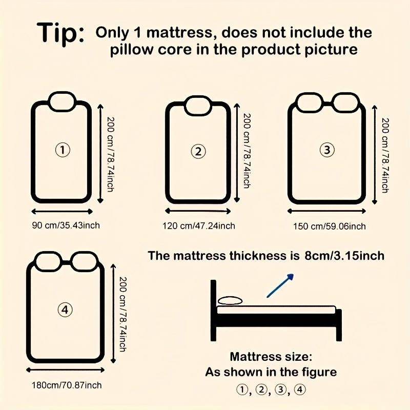 Memory Foam Mattress 8cm Thick Foldable Latex PU Foam White Soft to Medium Firm