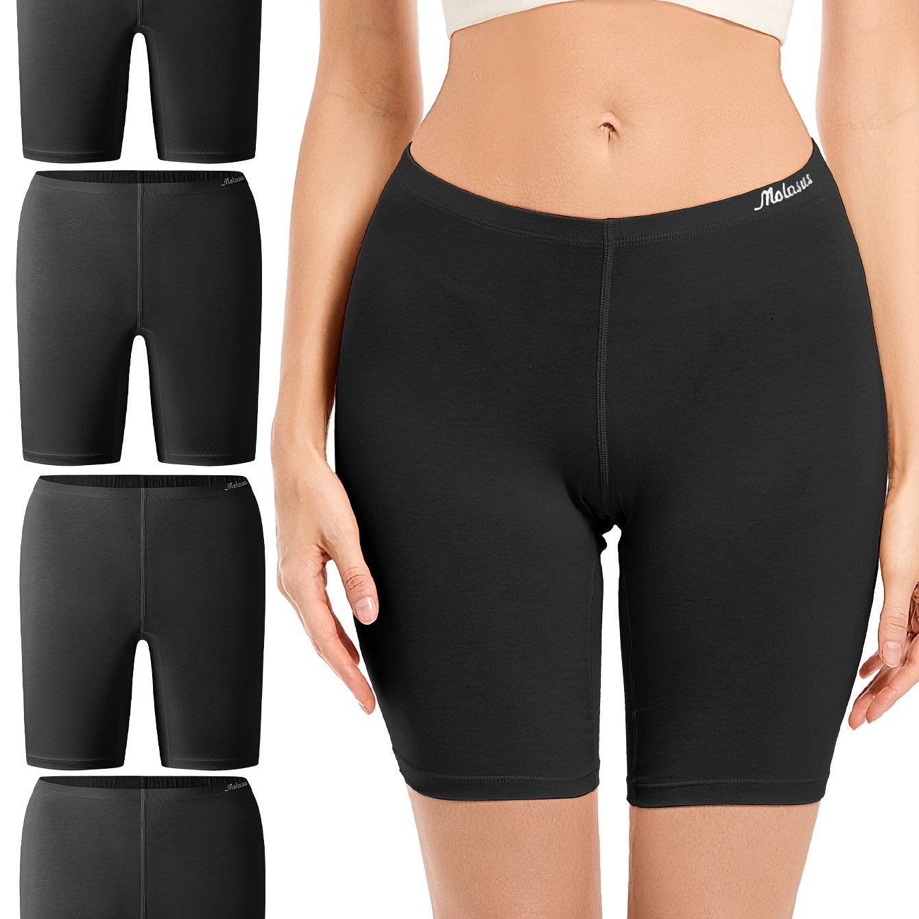 Women's Slimming Shapewear Shorts 4 Pack Biker Style Butt Lifting Breathable Cotton