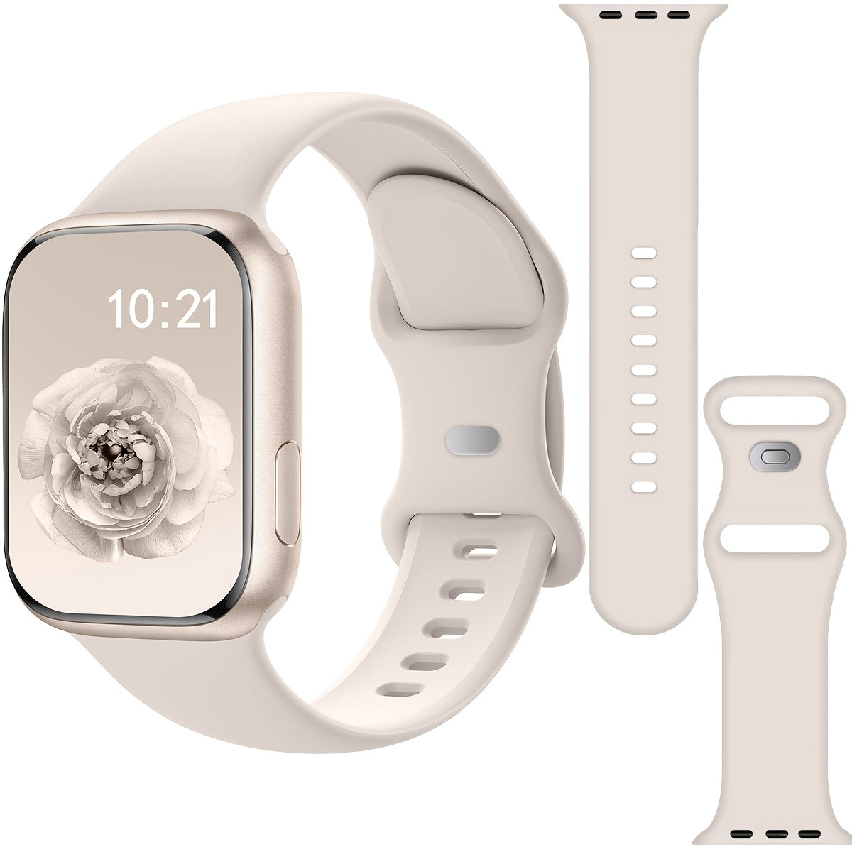 Waterproof Silicone Sport Watch Band with Floral Design for Apple Watch 38mm-49mm