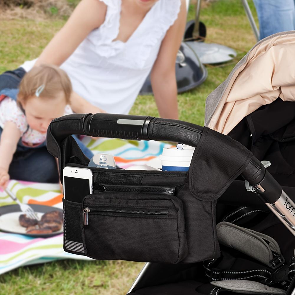 Multi-Functional Stroller Organizer with Insulated Cup Holder Phone Pocket and Shoulder Strap