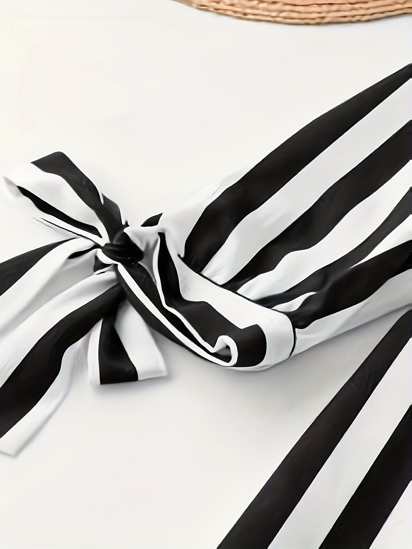 Women's Striped V-Neck Blouse with Lace-Up Cuff Sleeves for Spring and Fall