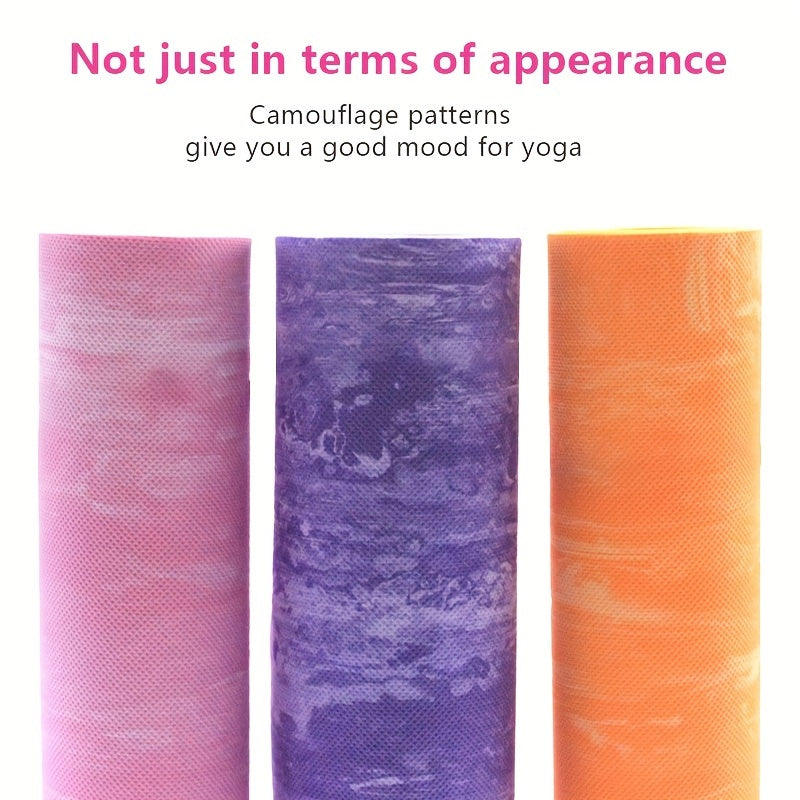 EVA esterilla de yoga camuflaje antideslizante, absorbente de sudor, resistente a golpes, ligera, azul y púrpura
