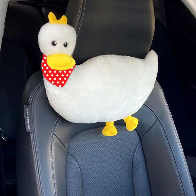Almohada de apoyo para cuello con diseño de pato para cabezal de coche de dibujos animados adorable