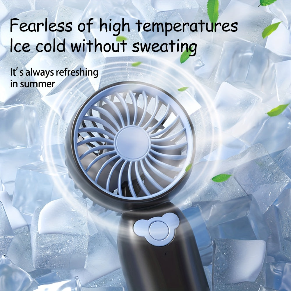 Silent Mini USB Fan Rechargeable Handheld Fan for Office Home Travel in Black Purple Beige