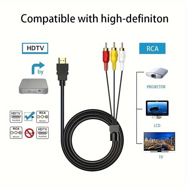 Кабель 1080P HDTV к RCA 152,4 см, мужской к 3RCA, видеовход/аудио, AV-адаптер для ТВ/DVD