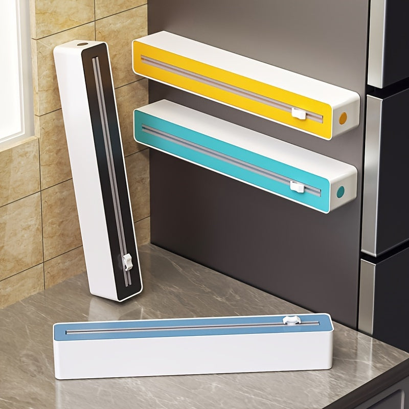 Adjustable Magnetic Kitchen Wrap Dispenser Wall Mount Cutter for Cling Film Foil