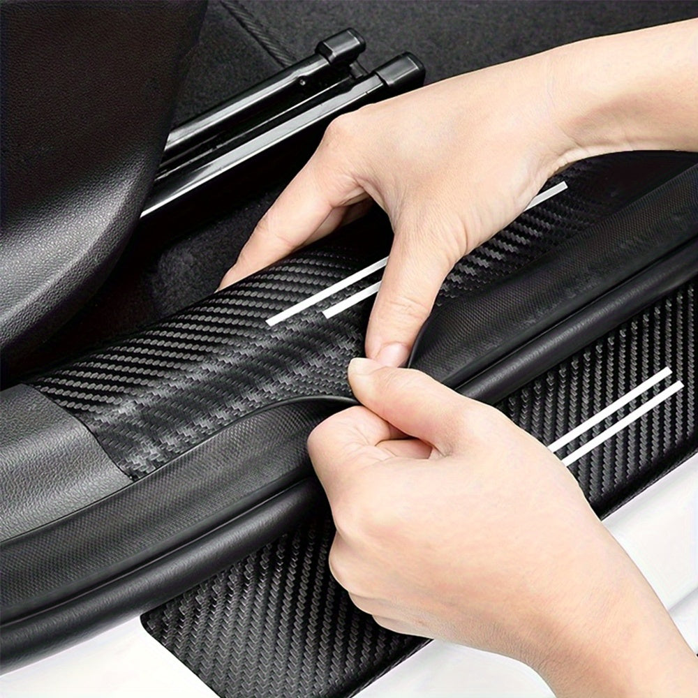 Car Door Sill Protective Stickers Carbon Fiber Scratch-Resistant Bumper Strips