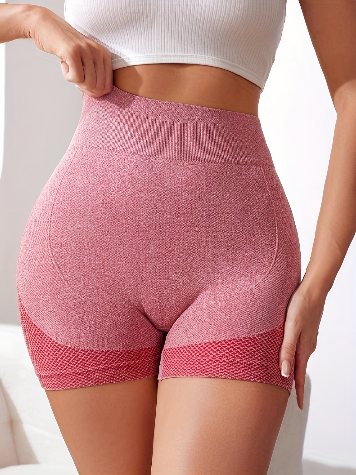 Women's High-Waist Seamless Yoga Shapewear Shorts Tummy Control Butt Lift Polyester