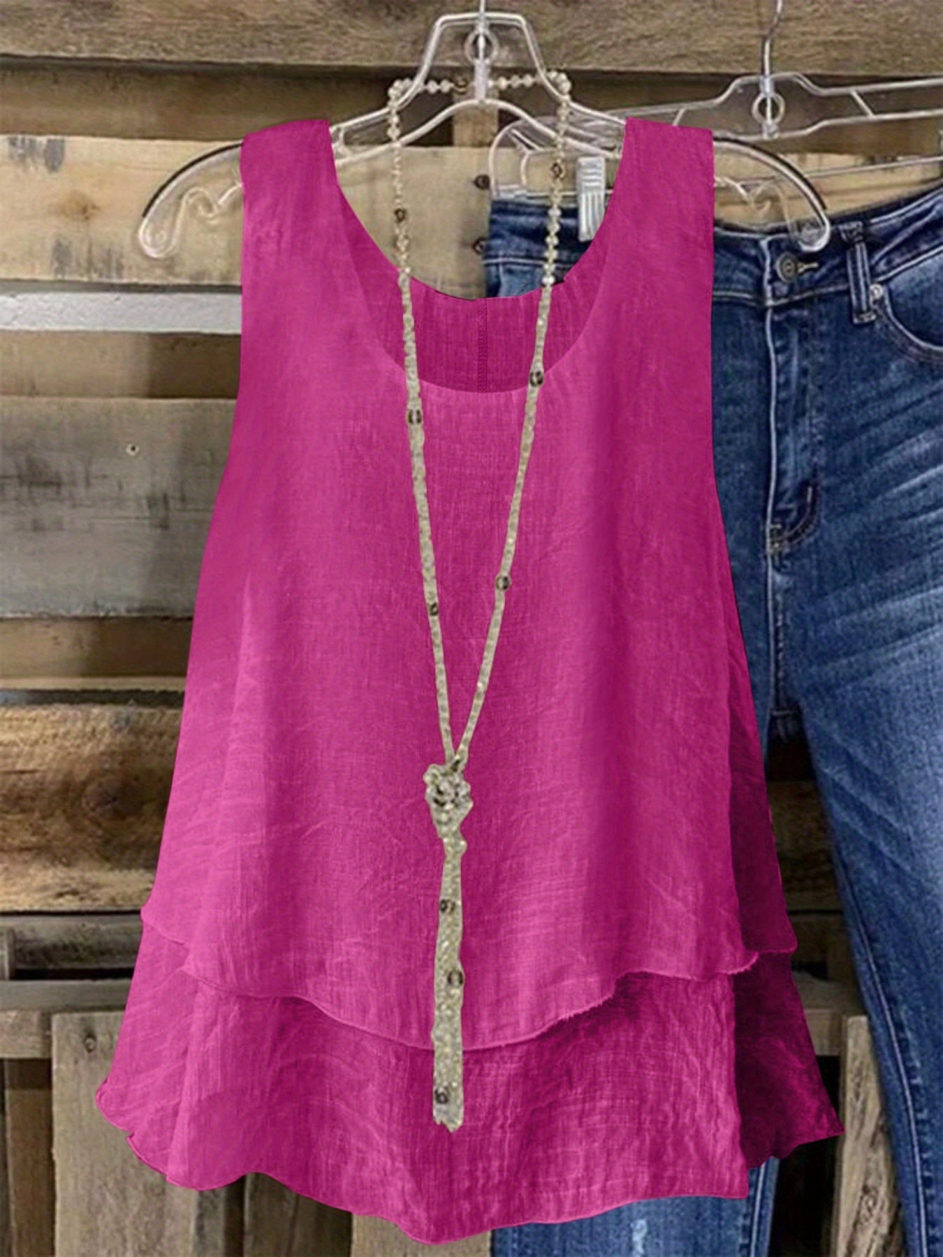 Элегантная топ без рукавов для женщин больших размеров, розовый, дышащий хлопок, повседневный и официальный стиль