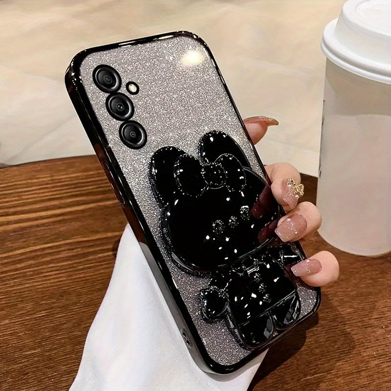 Luxury Gradient Glitter Rabbit Stand Silicone Phone Case for Samsung A Series