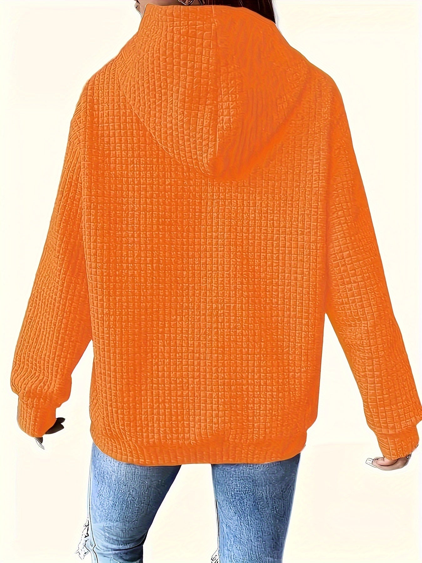 Plus Size Women's Hoodie with Zipper Polyester Elastane All-Season Solid