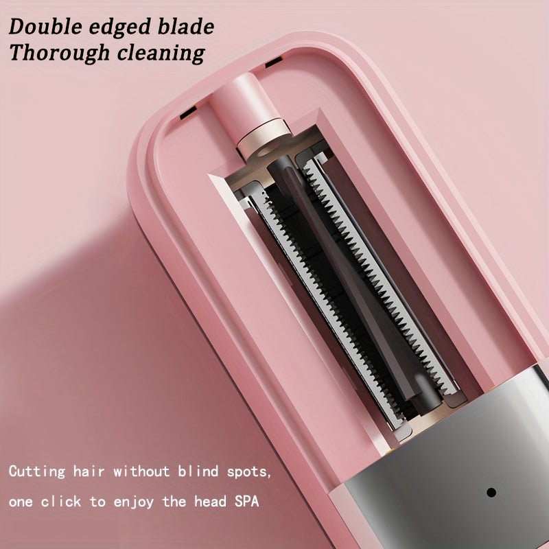 Stylish pink wireless hair trimmer for removing damaged hair and color treatment