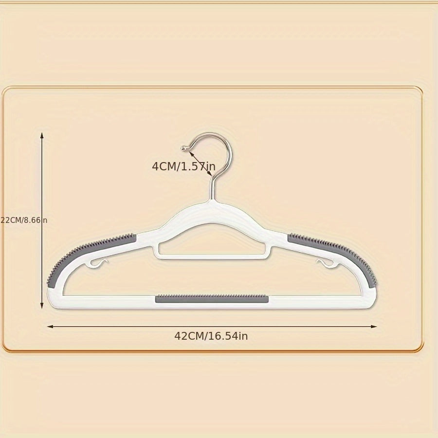 Set of 20 White Plastic Non-Slip Clothes Hangers with Wide Shoulders for Closet Organization