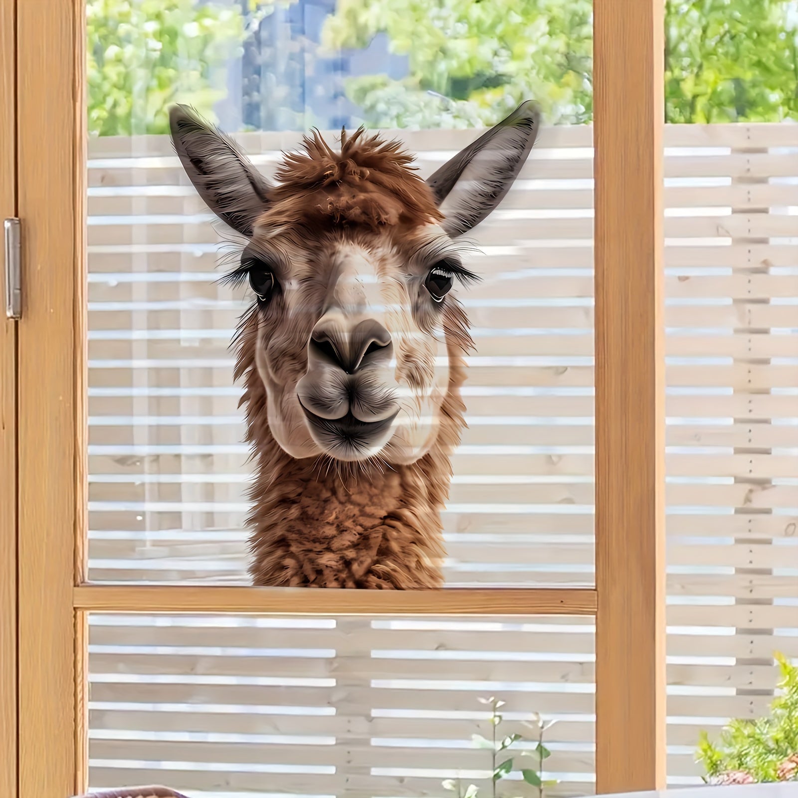 Alpaca Animal Window Decal Matte PVC Reusable Sticker for Doors Walls Decor