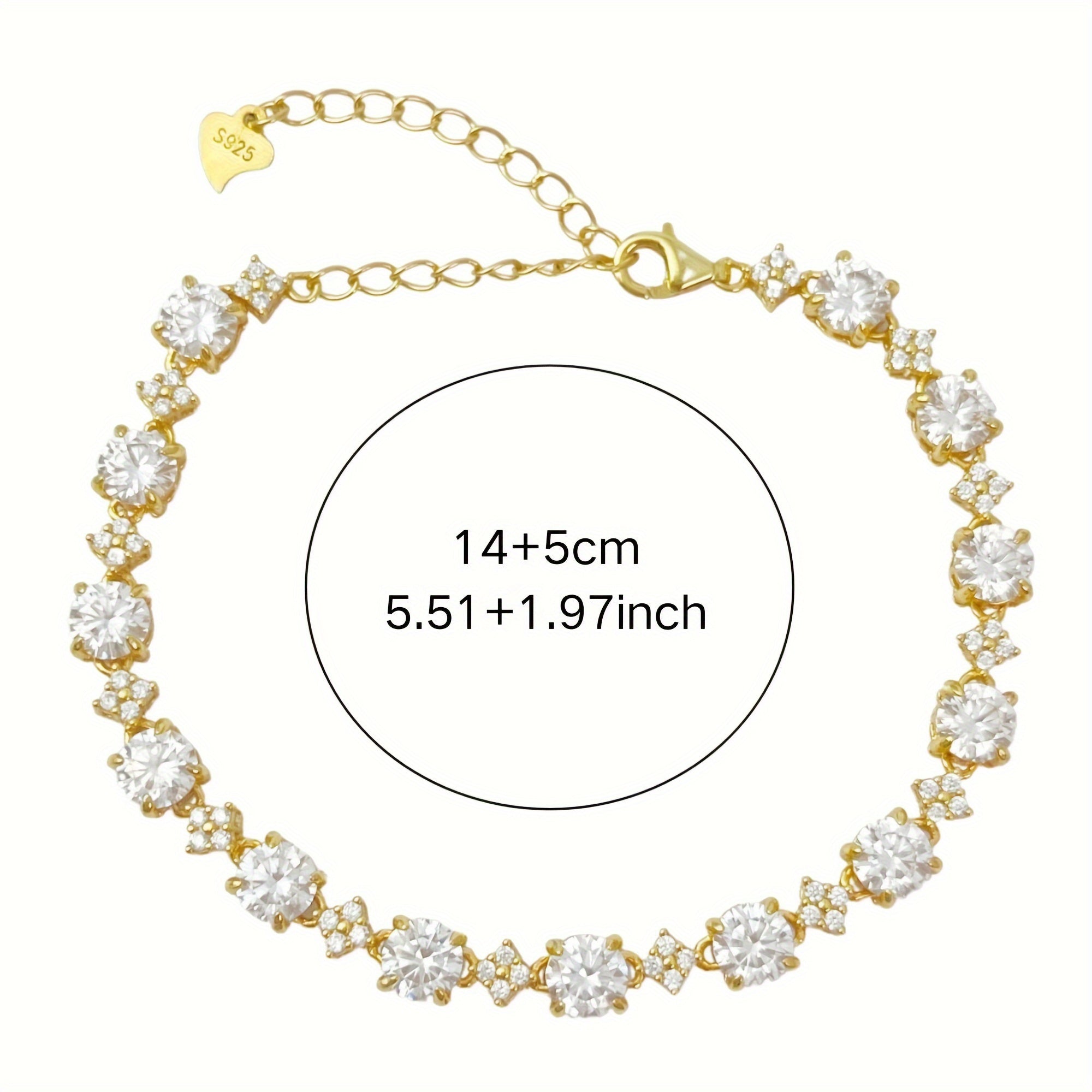 Klassik va Nafis 0.5ct Moissanite Bilaguzuk, Vintage Uslubida, 18K Oltin Qoplangan Sterling Kumush, Moslashuvchan Zanjir, Har kuni kiyish va Maxsus Tadbirlar uchun Mukammal, Thanksgiving uchun Ideal Sovg'a, Har Mavsumda Qulay.