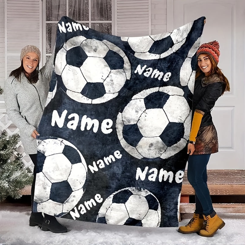Personalized Football Print Flannel Blanket for Kids and Teens