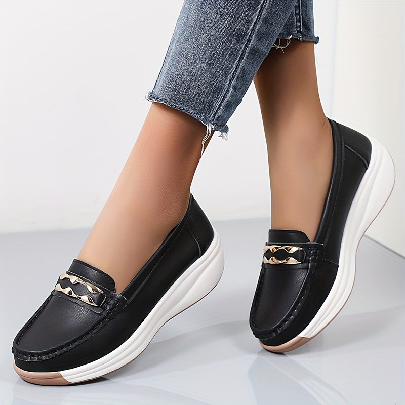 Women's Fashionable Slip-On Loafers with Anti-Slip Thick Soles